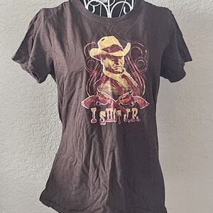 Brown Graphic T-Shirt with Cowboy Design
